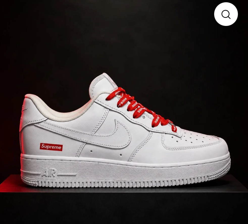 Nike x Supreme Air Force 1 Low in white, side profile