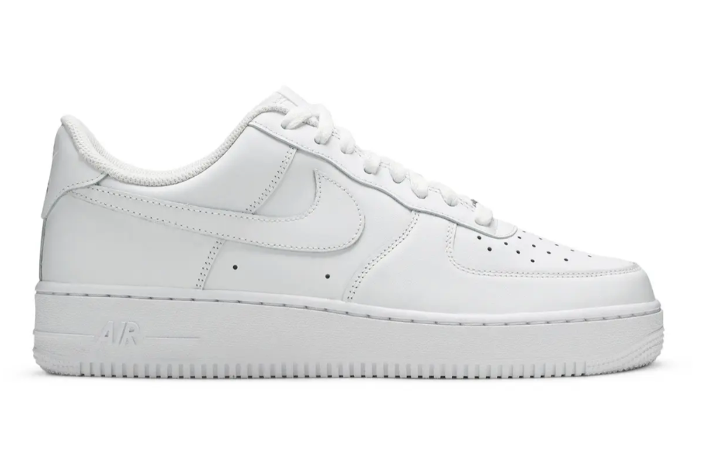 Nike Air Force 1 '07 Low in triple white, side profile